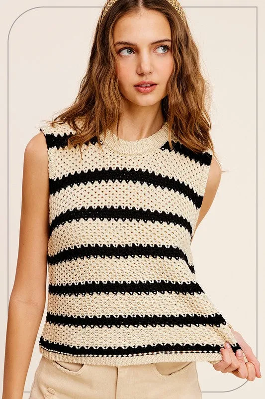 Classy Chunky Stripe Sleeveless Fashion Sweater Vest Top