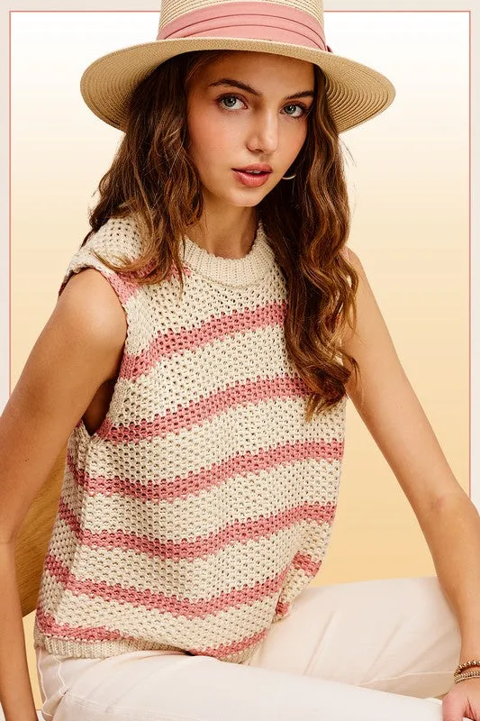 Classy Chunky Stripe Sleeveless Fashion Sweater Vest Top