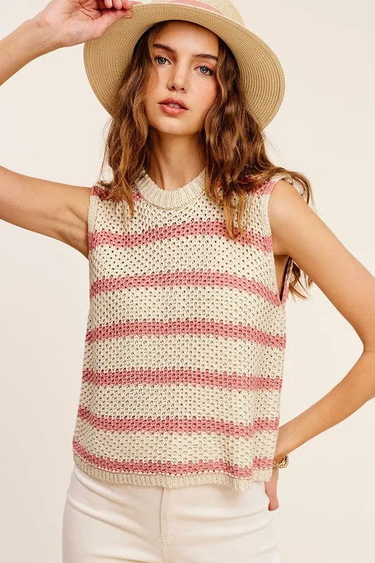 Classy Chunky Stripe Sleeveless Fashion Sweater Vest Top