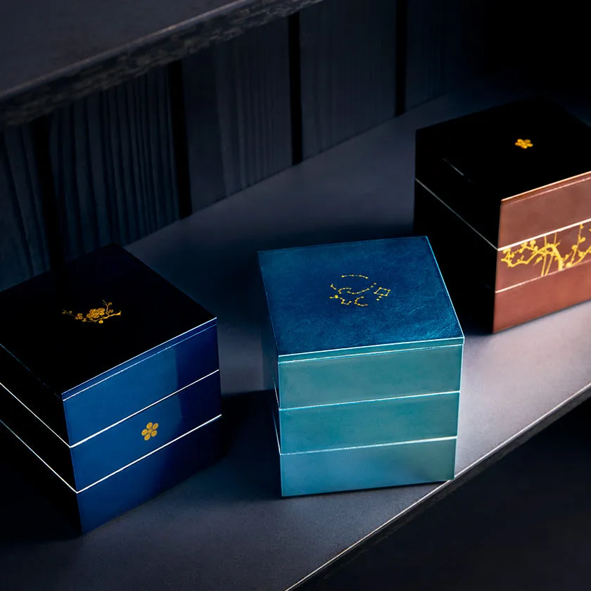 KAGA SHIKISAI WATER BLUE JUBAKO BENTO BOX | Kanazawa Gold Leaf | HAKUICHI