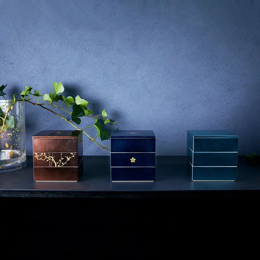 KAGA SHIKISAI WATER BLUE JUBAKO BENTO BOX | Kanazawa Gold Leaf | HAKUICHI