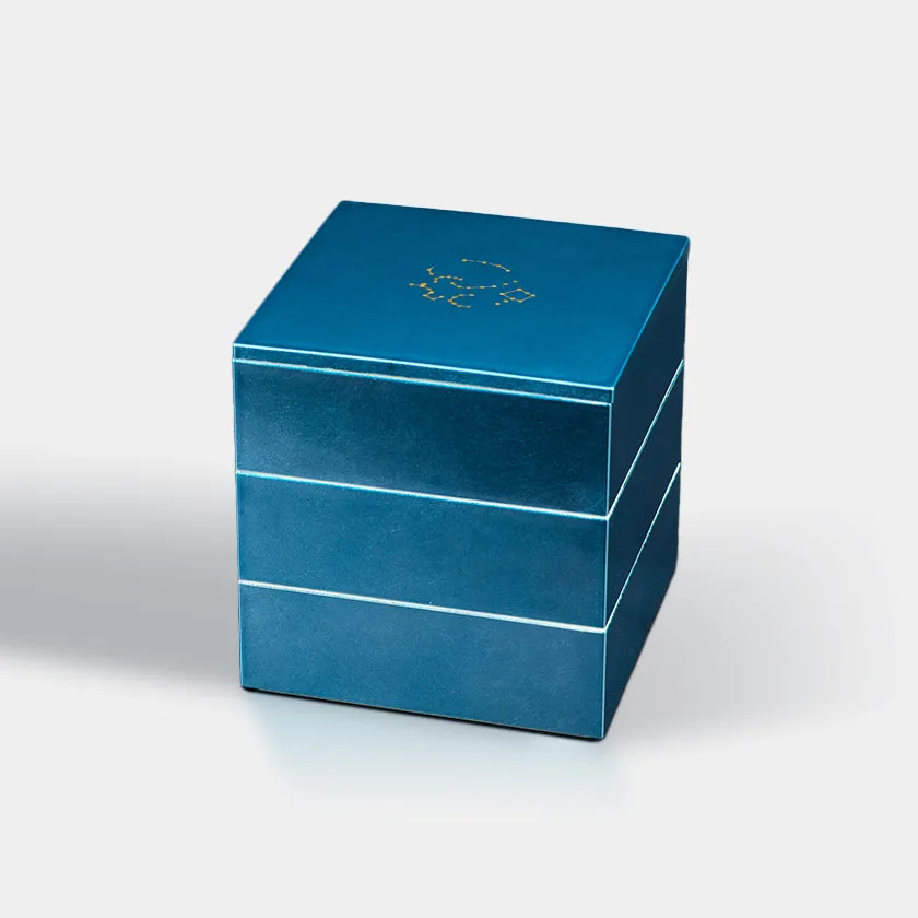KAGA SHIKISAI WATER BLUE JUBAKO BENTO BOX | Kanazawa Gold Leaf | HAKUICHI