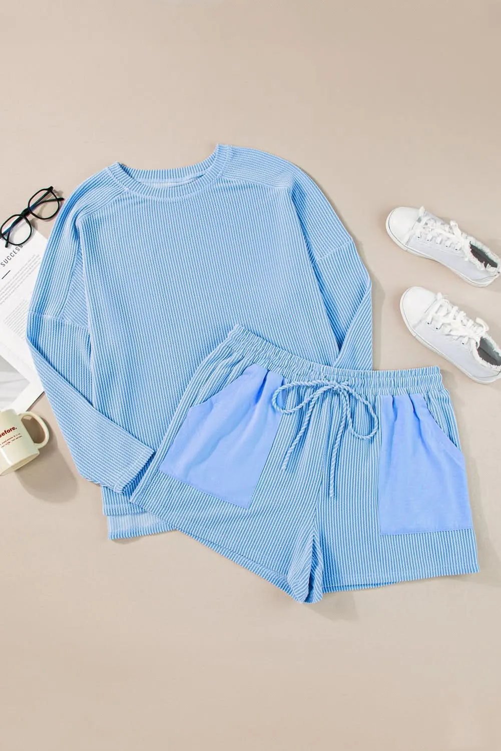 Light blue plus size lounge set