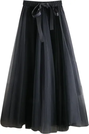 Mesh Tulle Skirts for Women 2025 Fashion Elegant Pleated Flowy Layered Skirt Casual Formal Prom Party Evening Skirts