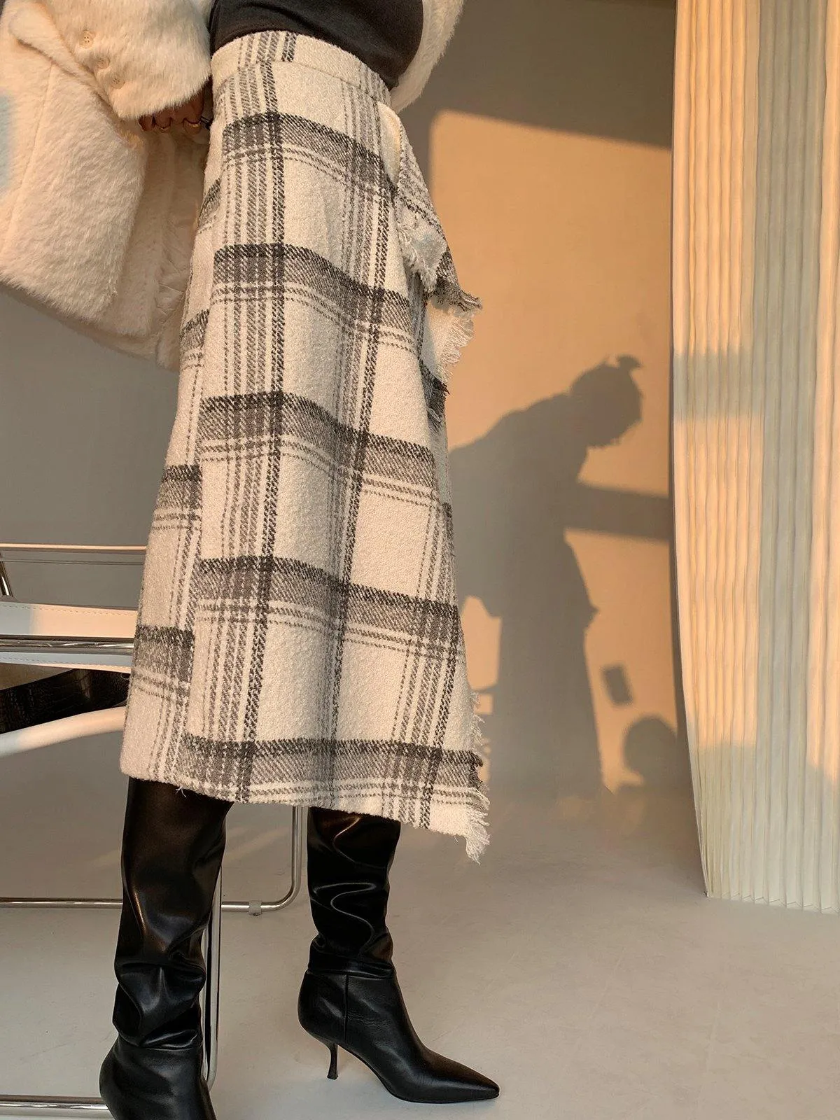 Plaid Midi Skirt