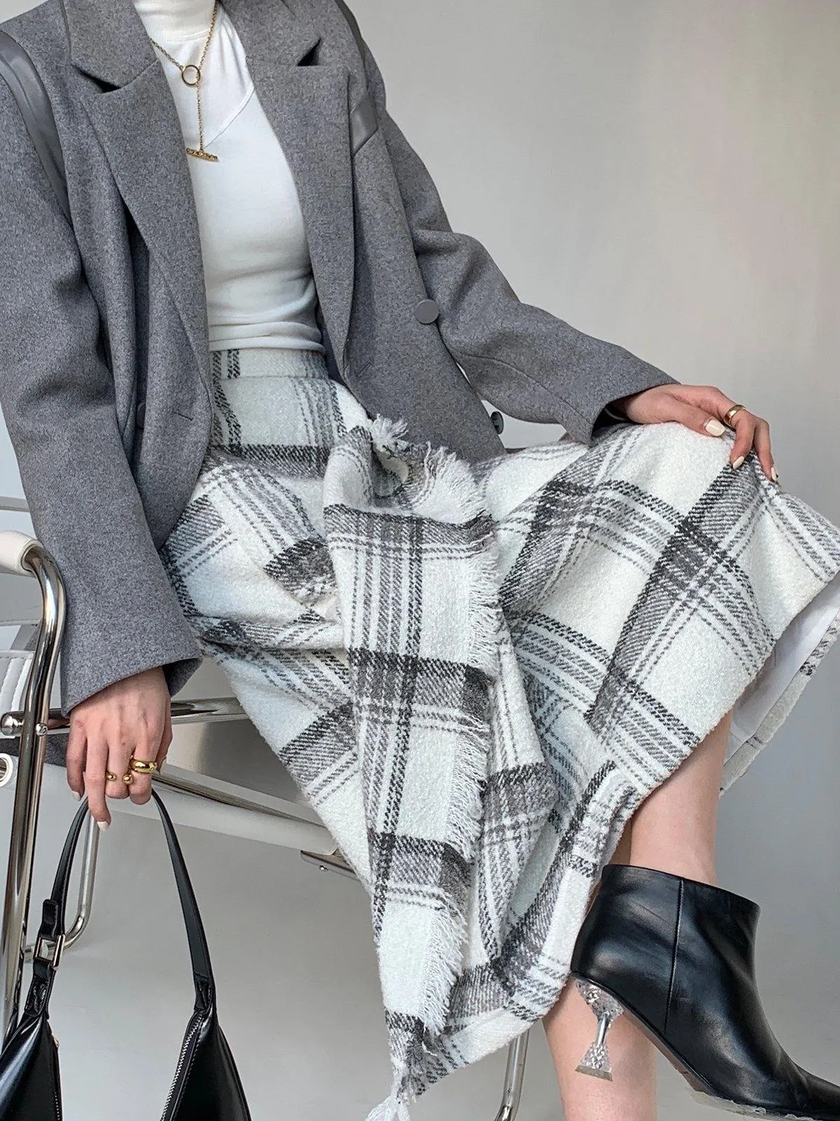 Plaid Midi Skirt