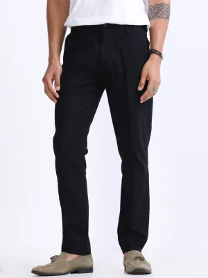 RAW SLUB PLEATED TROUSER IN BLACK