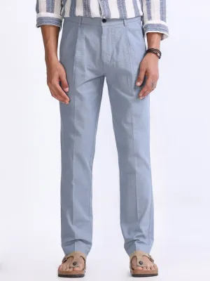 RAW SLUB PLEATED TROUSER IN BLUE