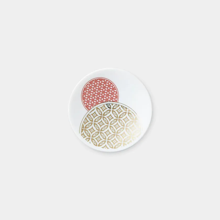 RED GOLD CLOISONNE CREST, Mamezara (), Small Dish, Mino Wares