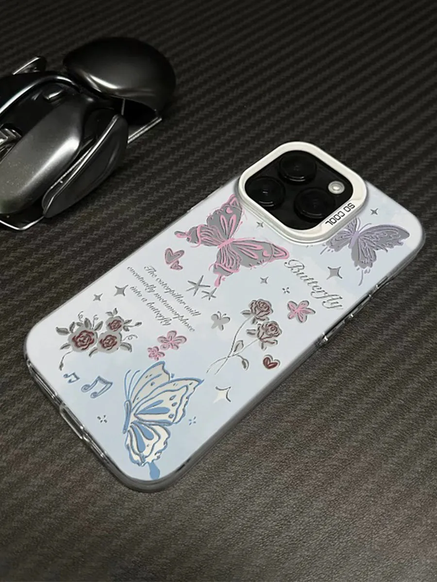 Romantic Rose Butterfly Phone Case