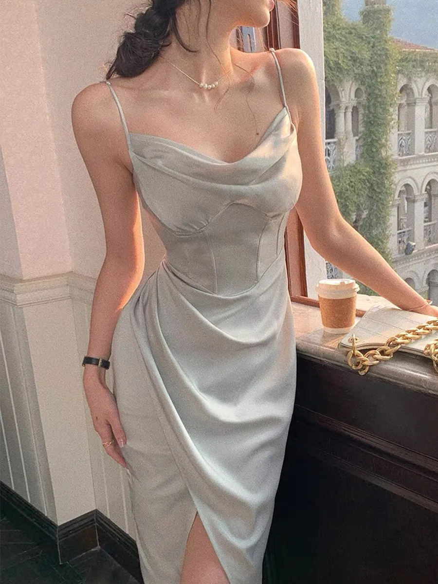 Satin Irregular Camisole Dress