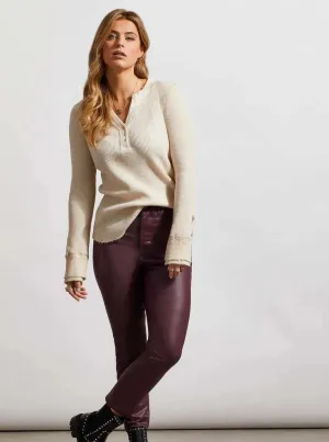 V-Neck Henley Top [Bone-7962O]