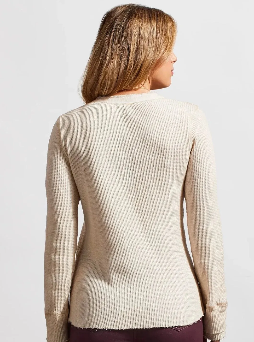 V-Neck Henley Top [Bone-7962O]