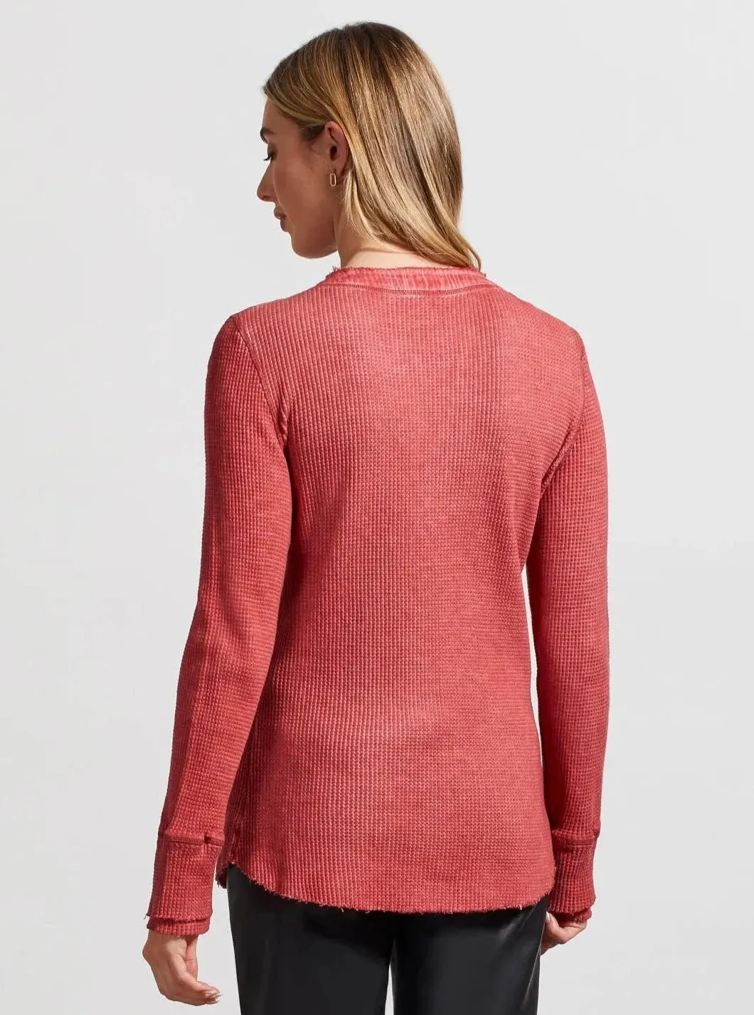V-Neck Henley Top [Rosewood-7962O]