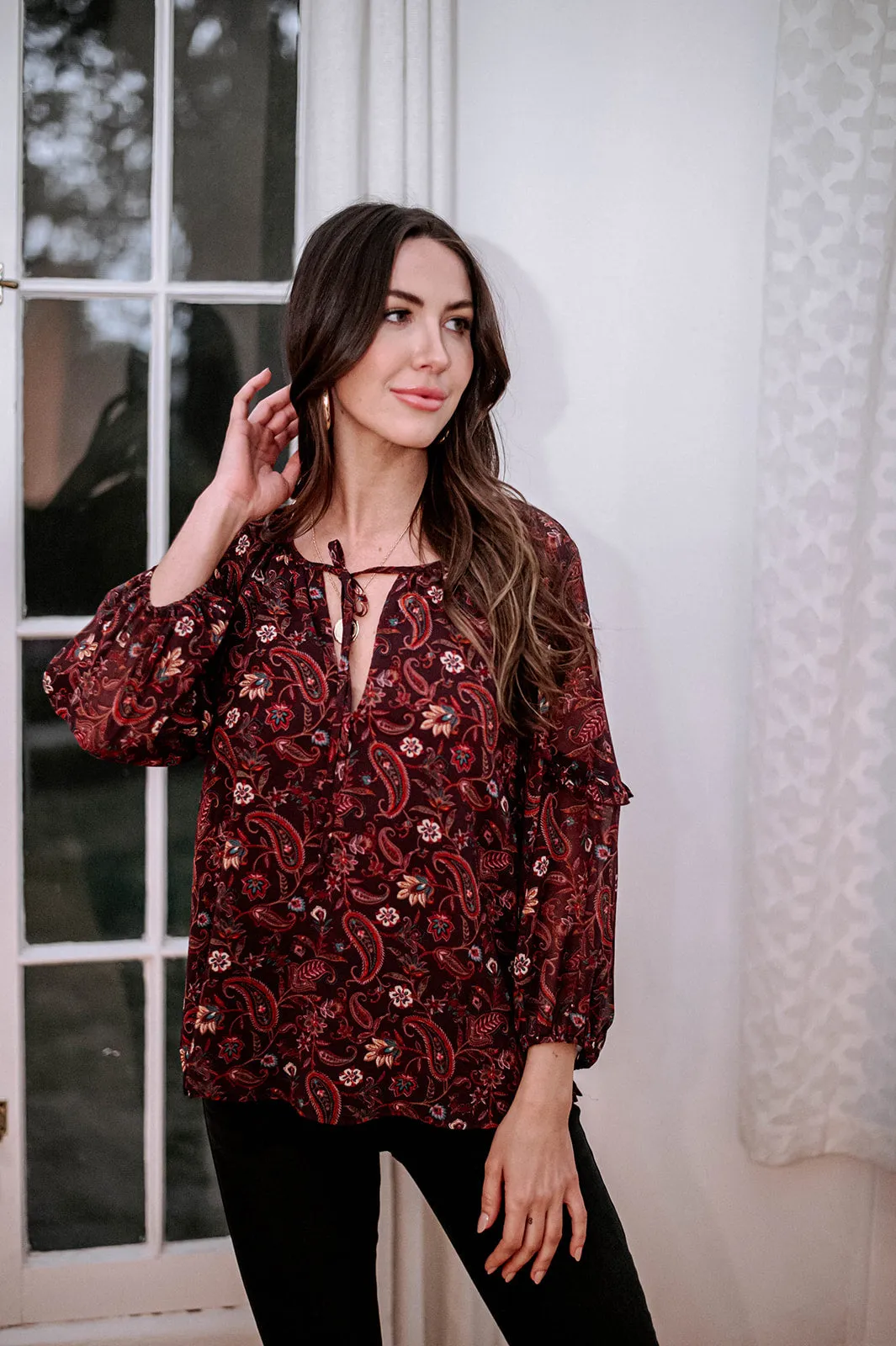 Veronica M Gredana Ruffle Chiffon Blouse