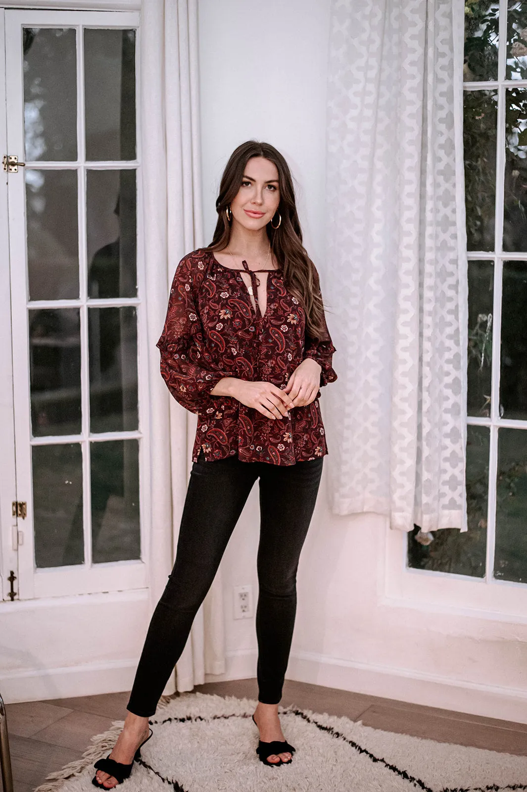Veronica M Gredana Ruffle Chiffon Blouse