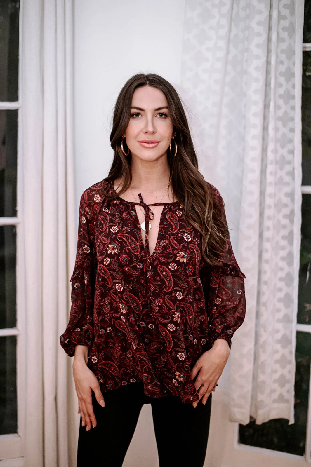 Veronica M Gredana Ruffle Chiffon Blouse