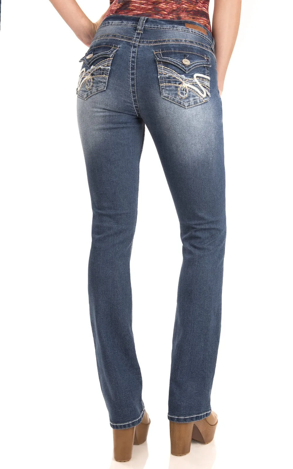WallFlower Women's Size Legendary Bootcut Mid-Rise Insta Stretch Juniors Jeans (Standard, Keller, 22 Plus Long
